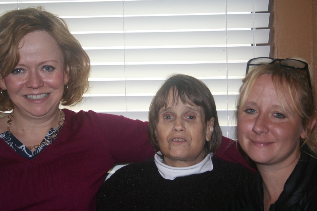 Blood relatives: my sister, Michelle, center, and niece, Chrissy on the right